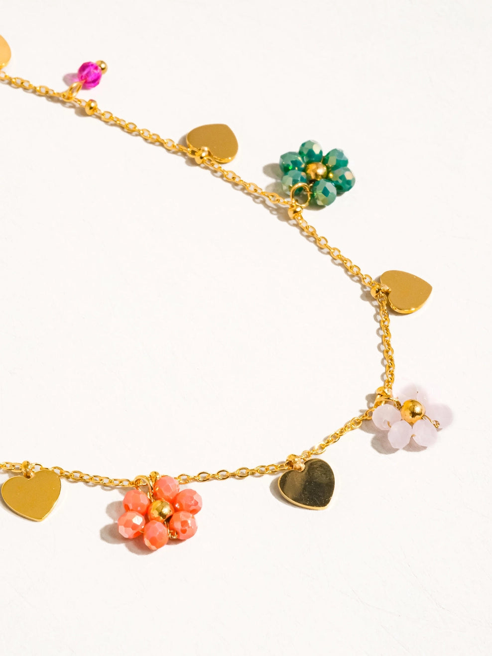 Meadow Necklace - 18K Gold Non-Tarnish Flower & Hearts Necklace