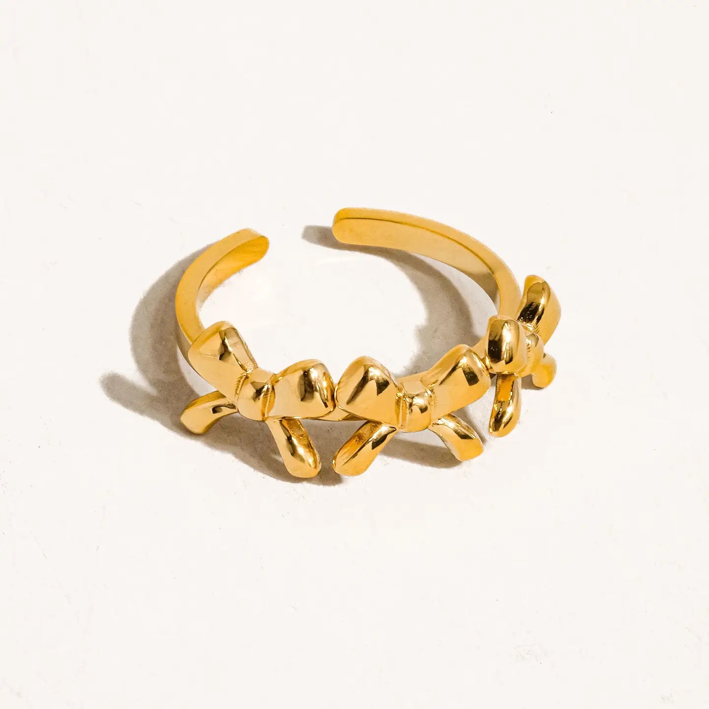 Brooklyn Ring - 18K Gold Non-Tarnish Three Bow Ring