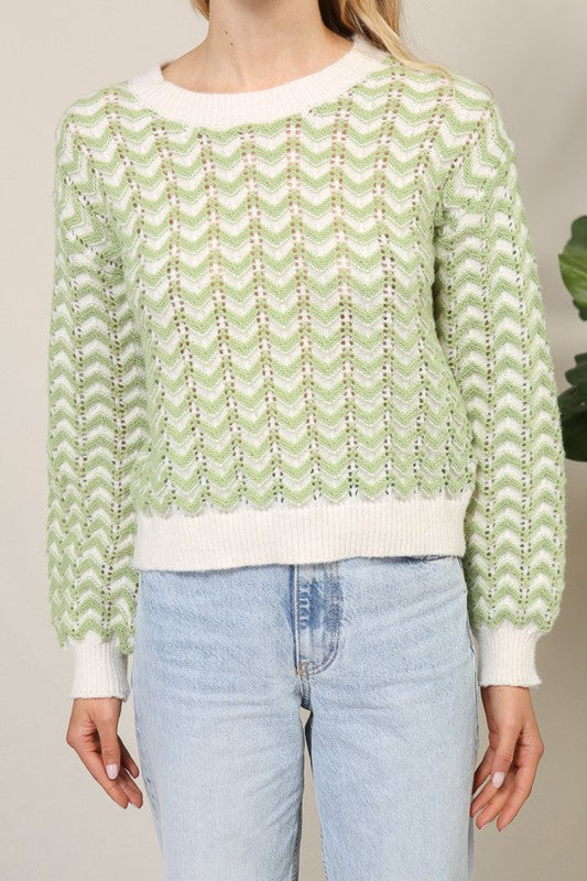 Green chevron sweater