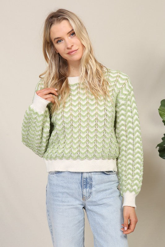 Green chevron sweater